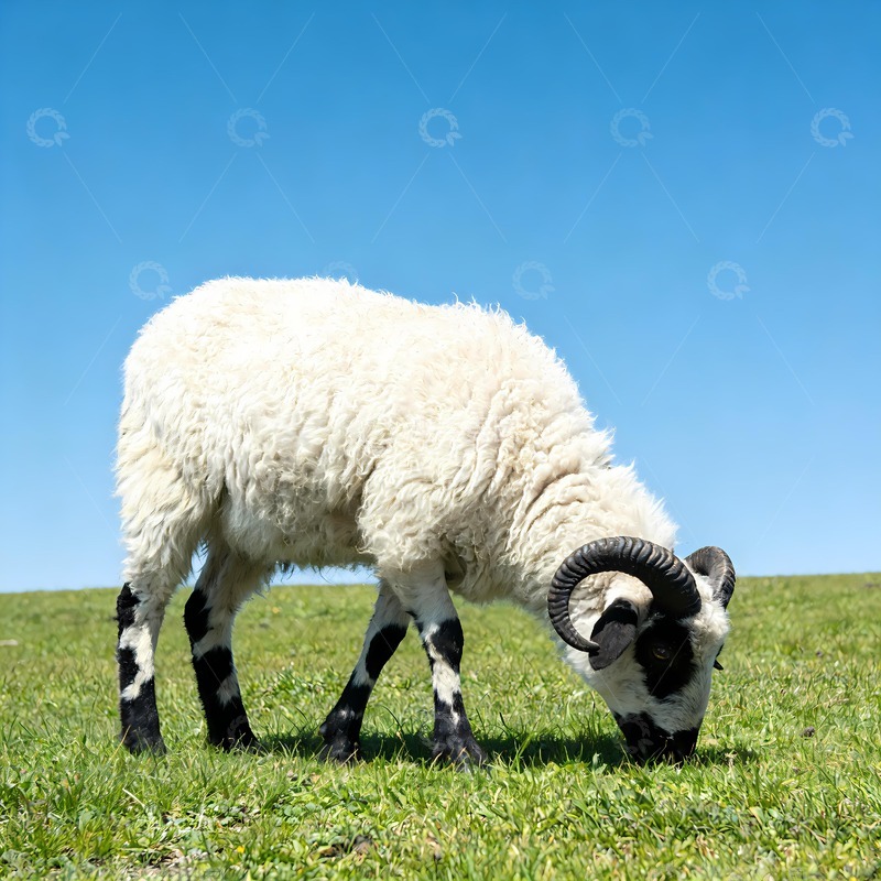 高清大图下载【趣麦麦图】吃草的大尾羊