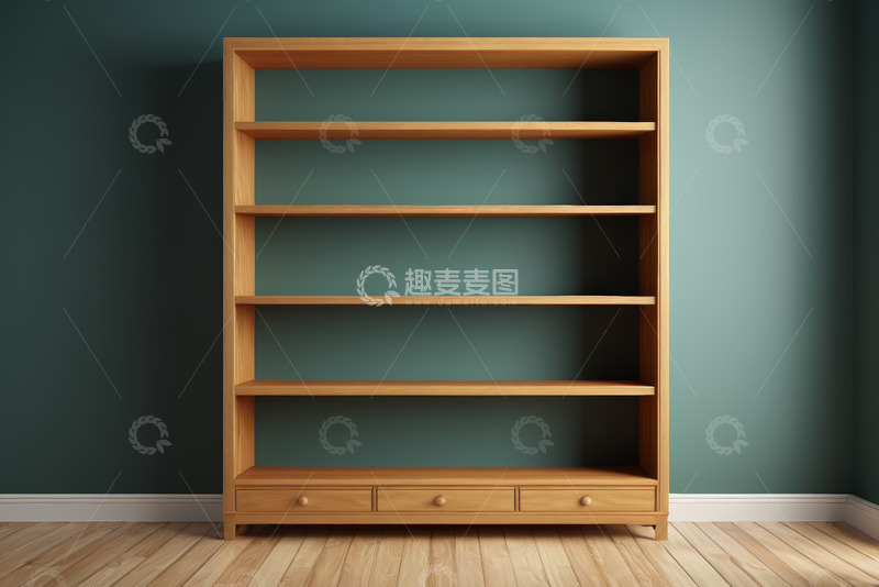 高清大图下载【趣麦麦图】室内靠墙木质空书架