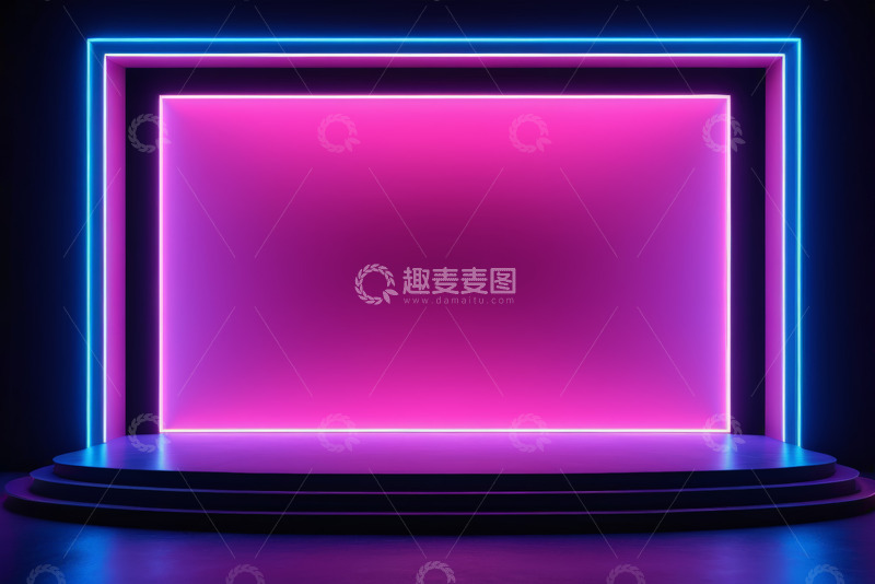 高清大图下载【趣麦麦图】霓虹发光现代展示舞台