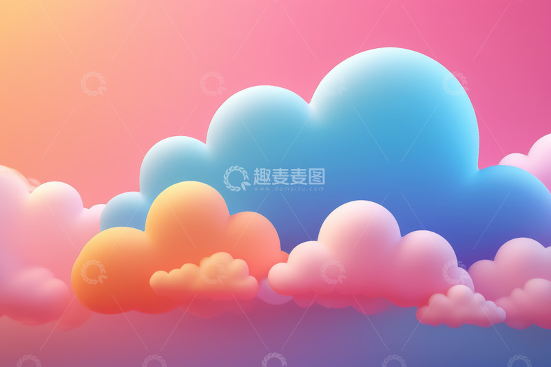 高清大图下载【趣麦麦图】梦幻彩色云朵天空背景素材