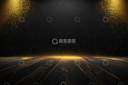 黑金背景金色粒子洒落场景
