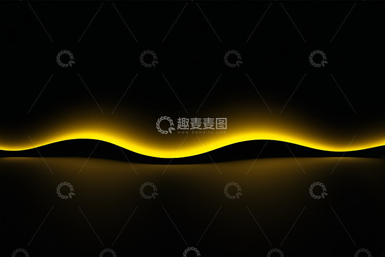 黑色背景黄色发光波浪线条