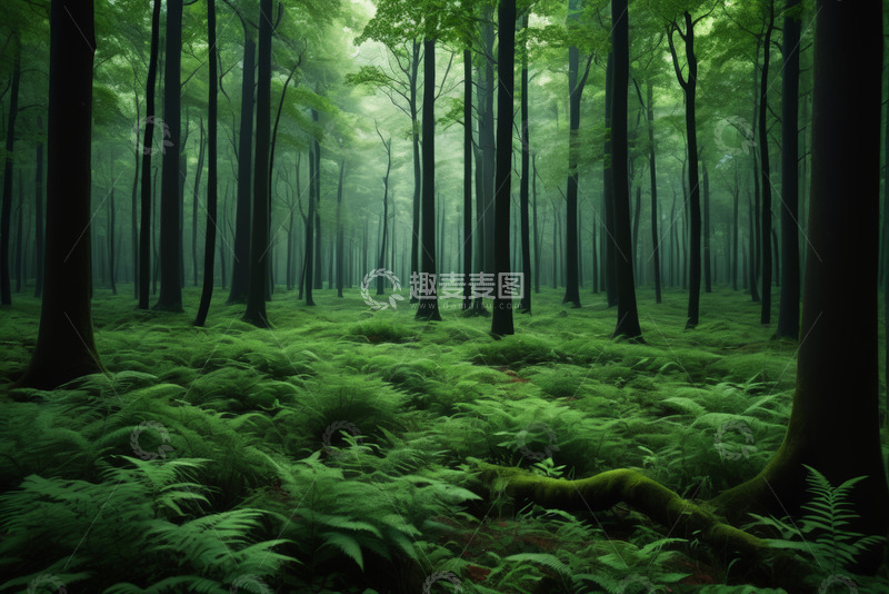 高清大图下载【趣麦麦图】茂密森林绿意盎然景象
