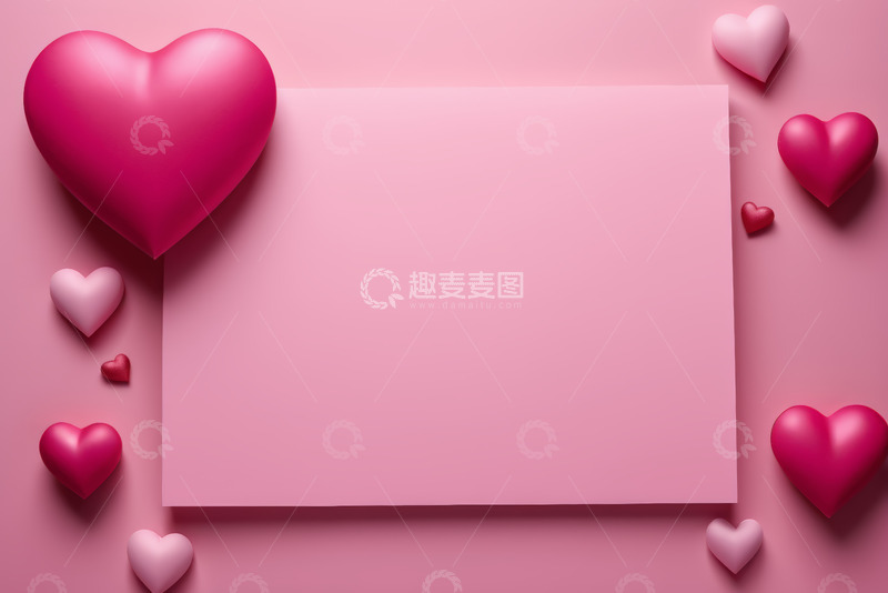 高清大图下载【趣麦麦图】粉色背景爱心装饰空白区域
