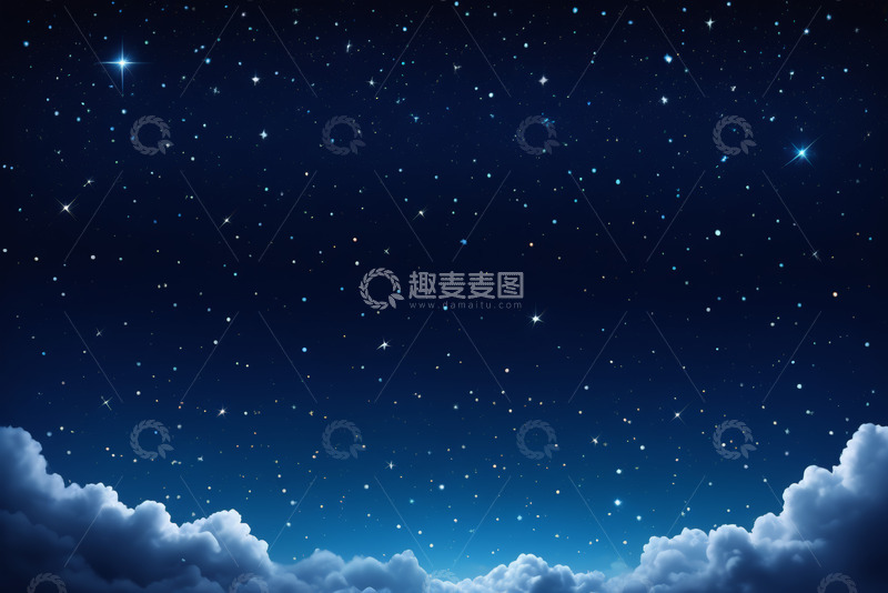 高清大图下载【趣麦麦图】夜空繁星与云层景象