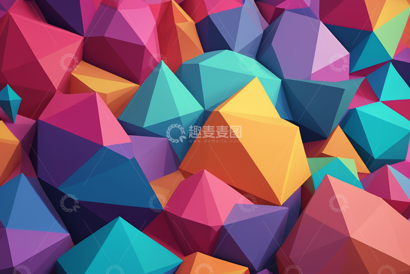 高清大图下载【趣麦麦图】多彩多边形抽象背景素材