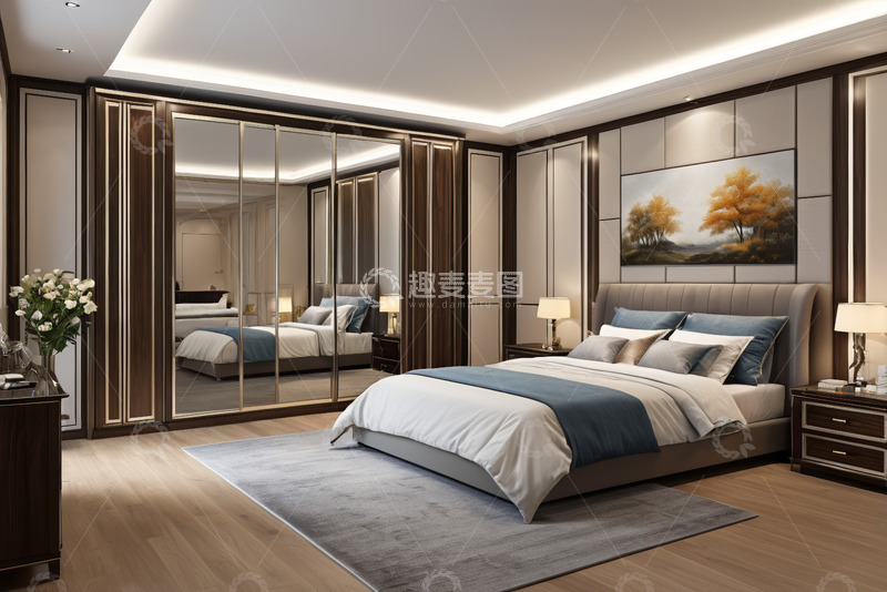 高清大图下载【趣麦麦图】现代风格卧室家居场景