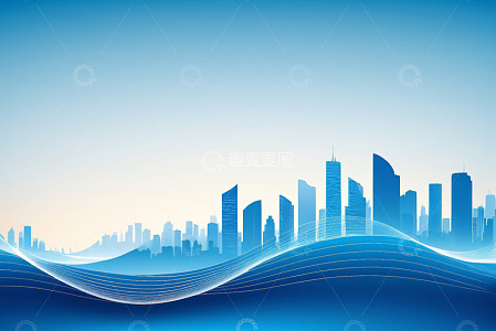 现代城市建筑群蓝色背景图