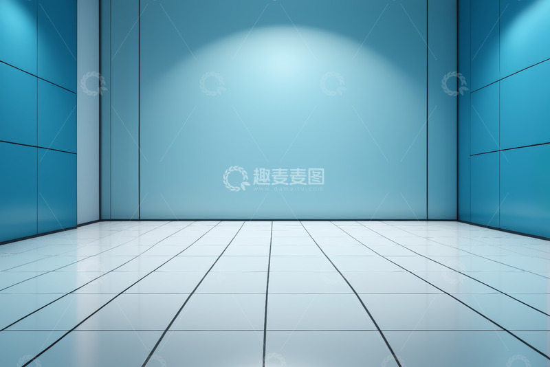 高清大图下载【趣麦麦图】蓝色现代风格室内空旷空间