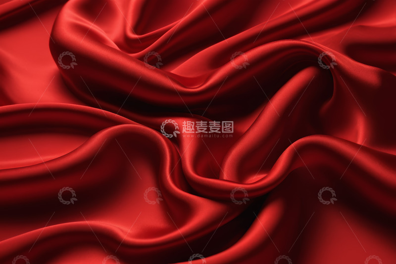 高清大图下载【趣麦麦图】红色丝绸波浪纹理背景