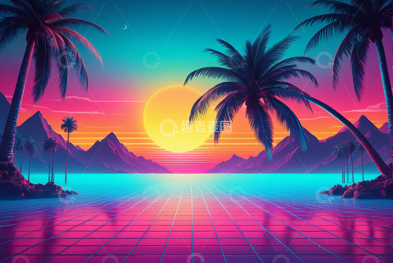热带海边日落风景