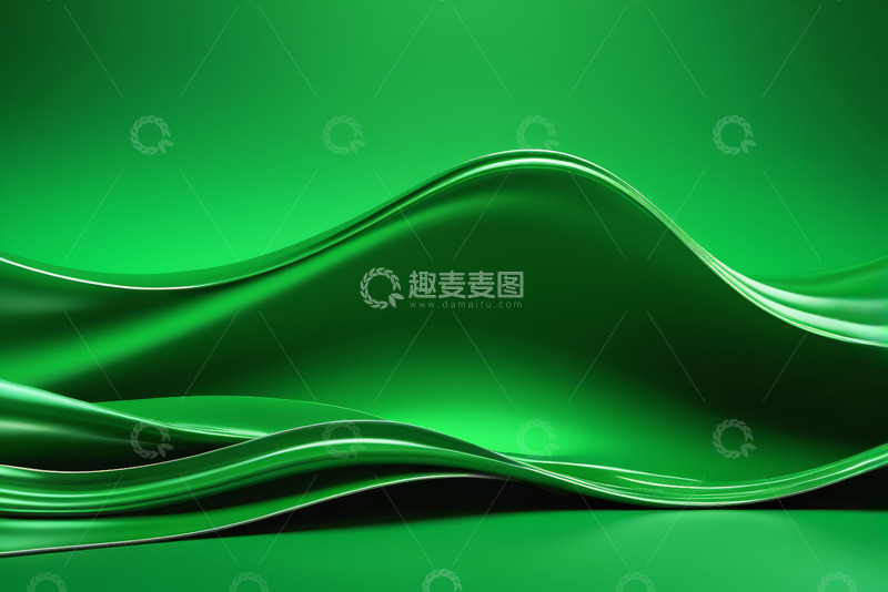 高清大图下载【趣麦麦图】绿色抽象波浪背景素材