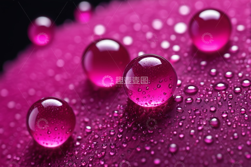 高清大图下载【趣麦麦图】粉色背景上的晶莹水滴