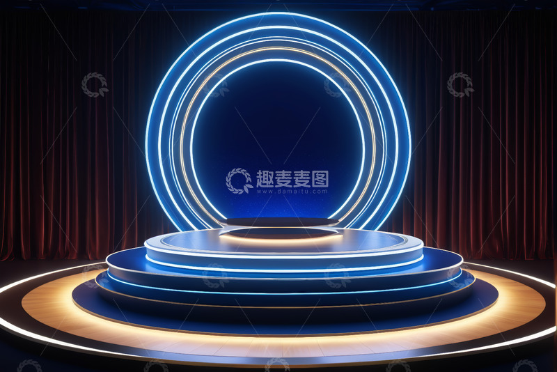 高清大图下载【趣麦麦图】舞台中央的环形灯光展示台