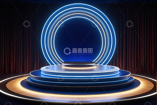 舞台中央的环形灯光展示台