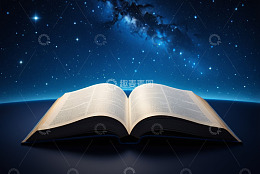 星空背景下翻开的书籍
