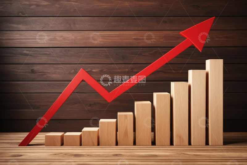 高清大图下载【趣麦麦图】木质背景上升图表素材