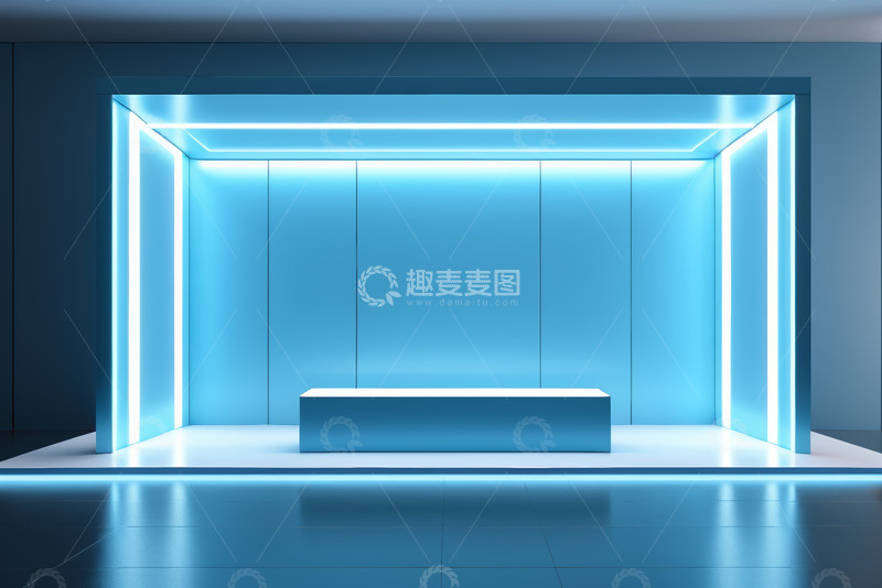 高清大图下载【趣麦麦图】蓝色发光展示空间平台