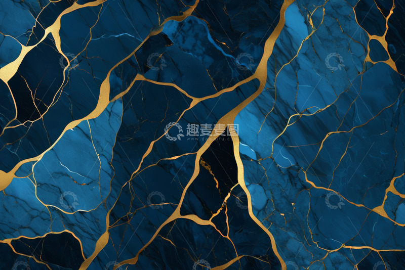 高清大图下载【趣麦麦图】蓝金大理石纹理背景图案