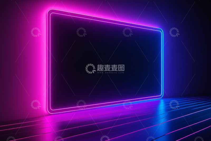 高清大图下载【趣麦麦图】霓虹发光矩形框架背景