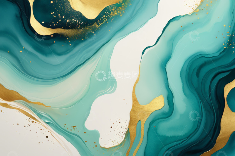 高清大图下载【趣麦麦图】蓝金流体艺术抽象背景