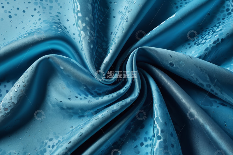 高清大图下载【趣麦麦图】蓝色带斑点褶皱织物特写