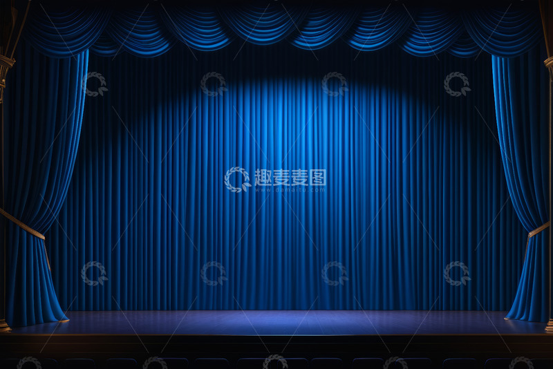 高清大图下载【趣麦麦图】蓝色幕布舞台场景