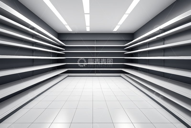 高清大图下载【趣麦麦图】空旷室内货架场景素材