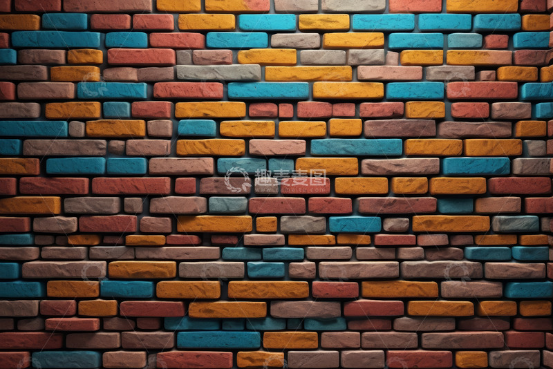 高清大图下载【趣麦麦图】多彩砖墙纹理背景