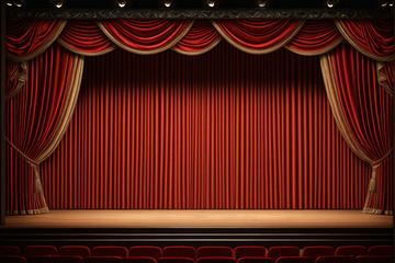 红色幕布舞台场景