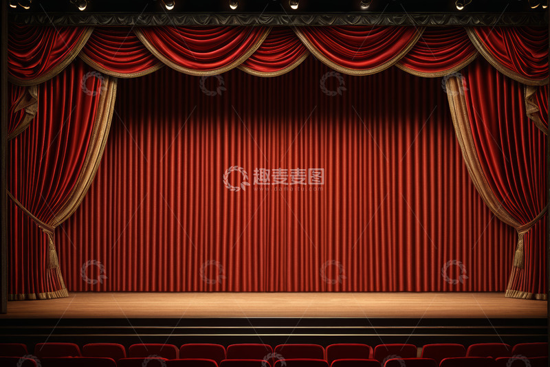 高清大图下载【趣麦麦图】红色幕布舞台场景