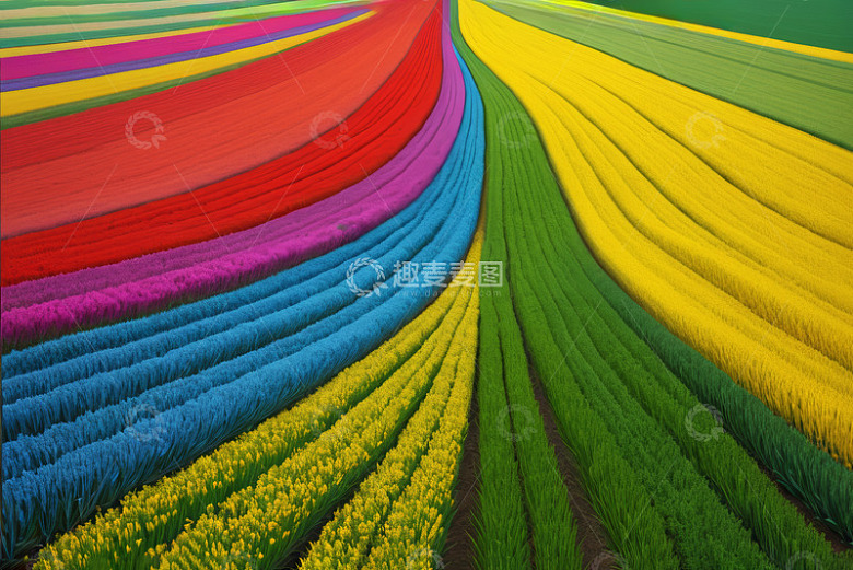 多彩郁金香花田景观