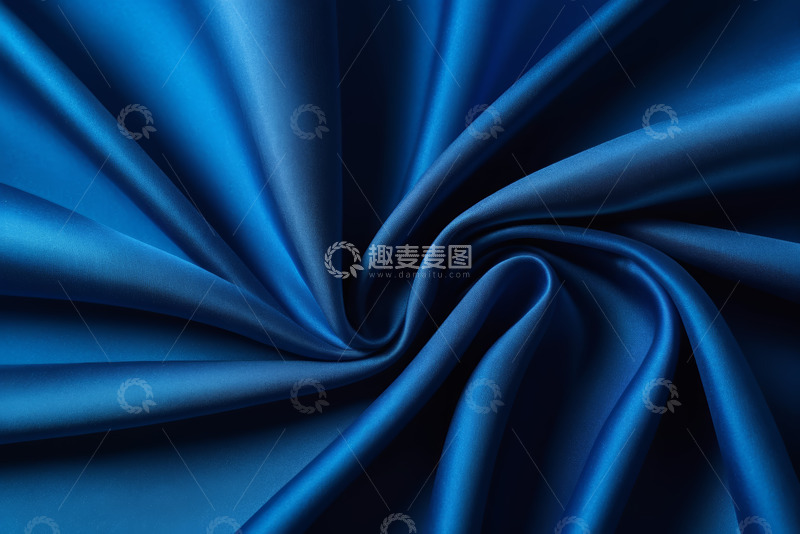 高清大图下载【趣麦麦图】蓝色丝绸织物纹理特写