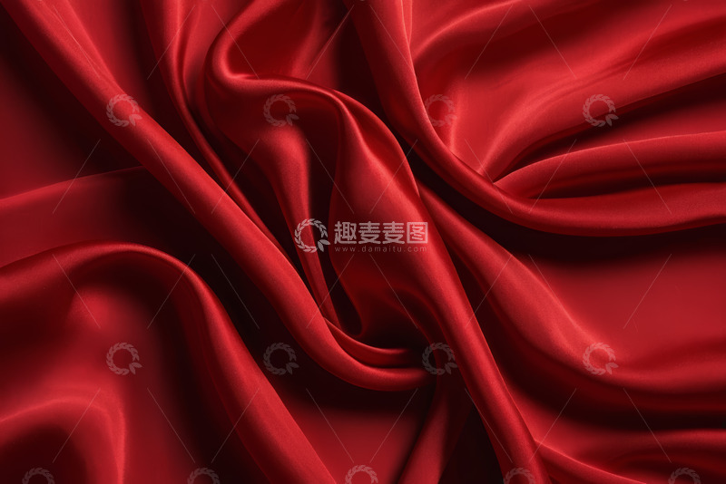 高清大图下载【趣麦麦图】红色丝绸纹理特写