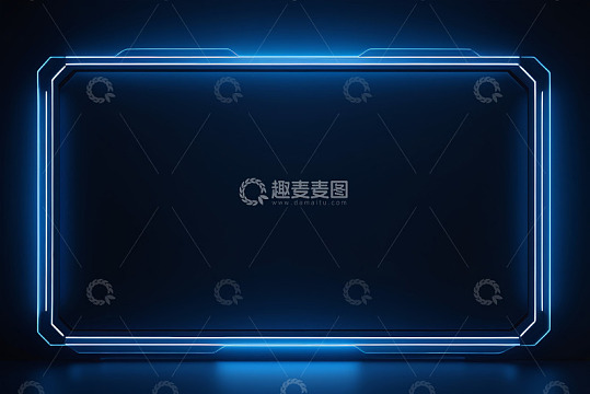 蓝色发光科技感边框背景