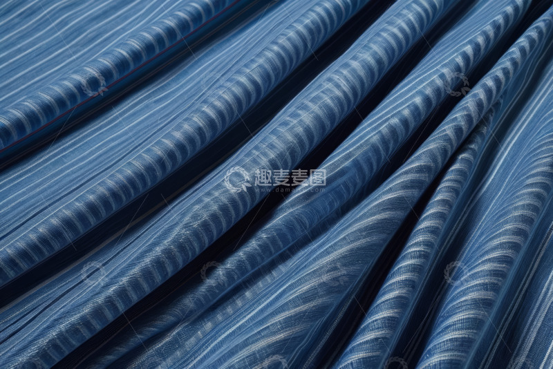 高清大图下载【趣麦麦图】蓝色条纹纺织品特写