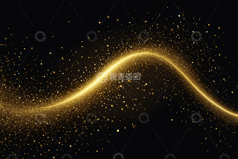 高清大图下载【趣麦麦图】黑色背景金色粒子流动效果