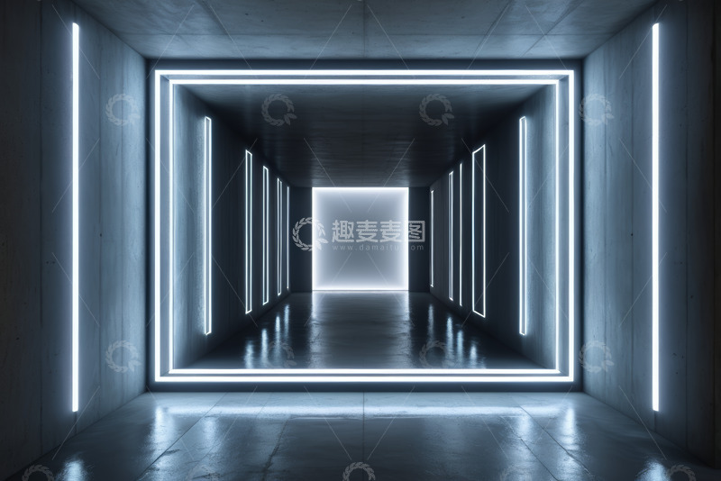 高清大图下载【趣麦麦图】未来感发光走廊空间场景