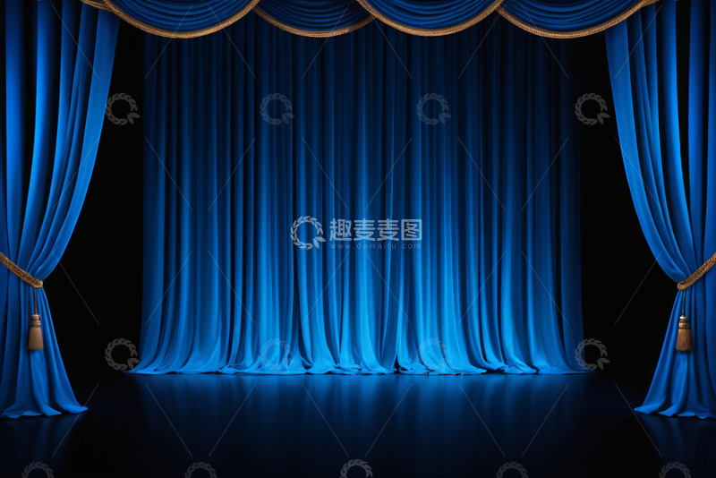 高清大图下载【趣麦麦图】蓝色舞台幕布场景