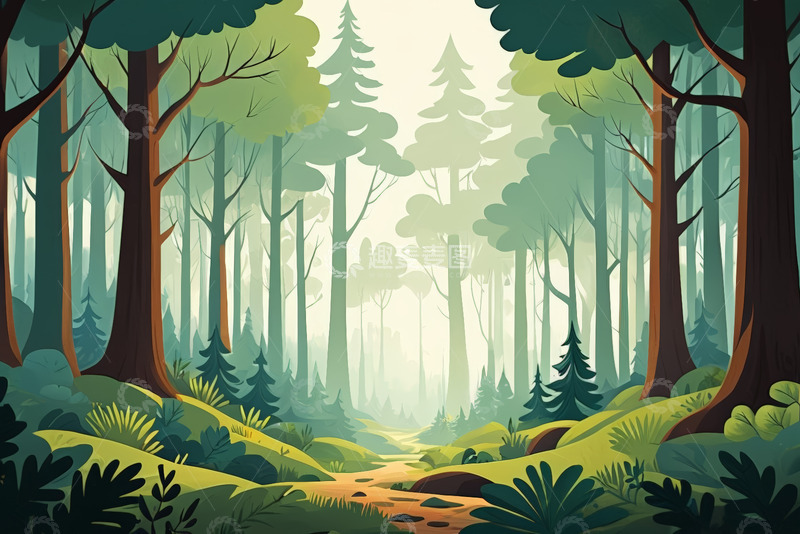 高清大图下载【趣麦麦图】森林中的绿色自然小径