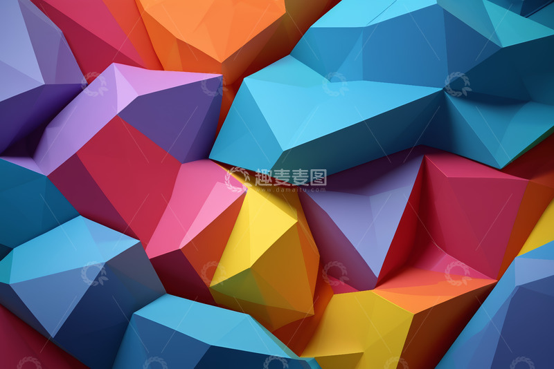 高清大图下载【趣麦麦图】多彩多边形抽象背景