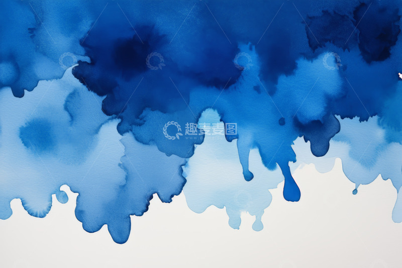 高清大图下载【趣麦麦图】蓝色水彩晕染抽象背景素材