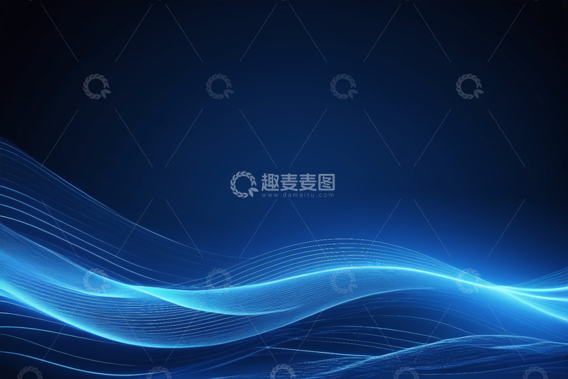 高清大图下载【趣麦麦图】蓝色发光抽象线条背景