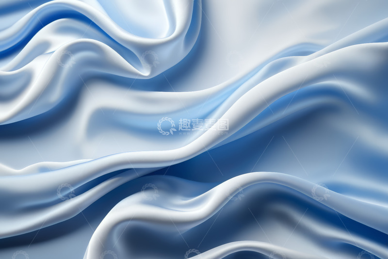 高清大图下载【趣麦麦图】蓝白色丝绸质感波浪画面