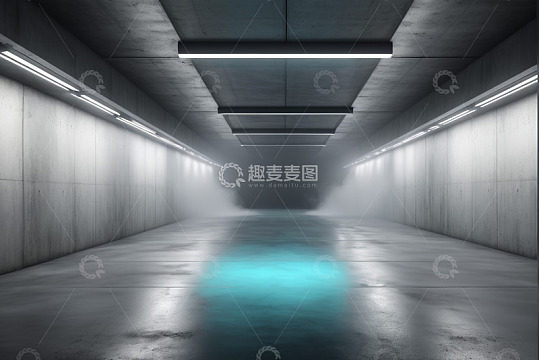 空旷水泥走廊空间场景