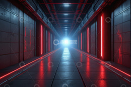 科幻风格发光走廊通道