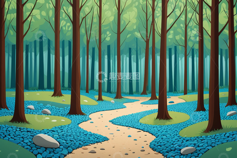 高清大图下载【趣麦麦图】森林中的蜿蜒小径