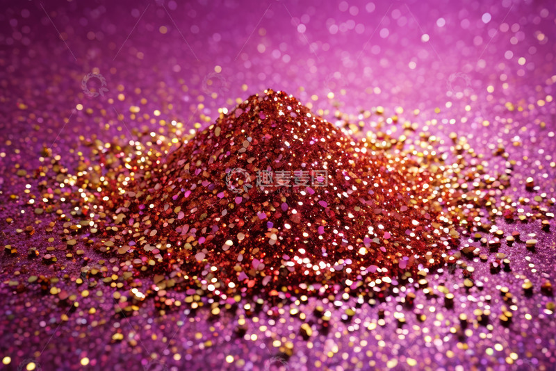 高清大图下载【趣麦麦图】紫色背景上的红色闪亮亮片堆