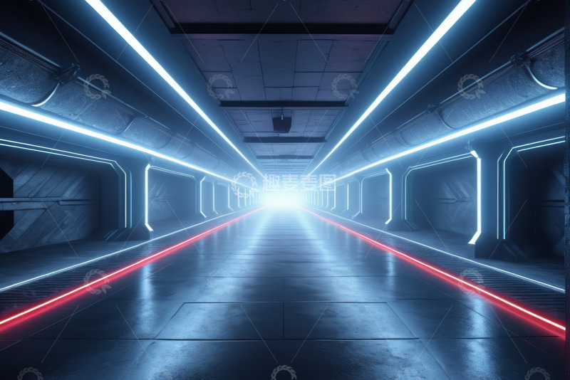 高清大图下载【趣麦麦图】未来感发光隧道通道场景