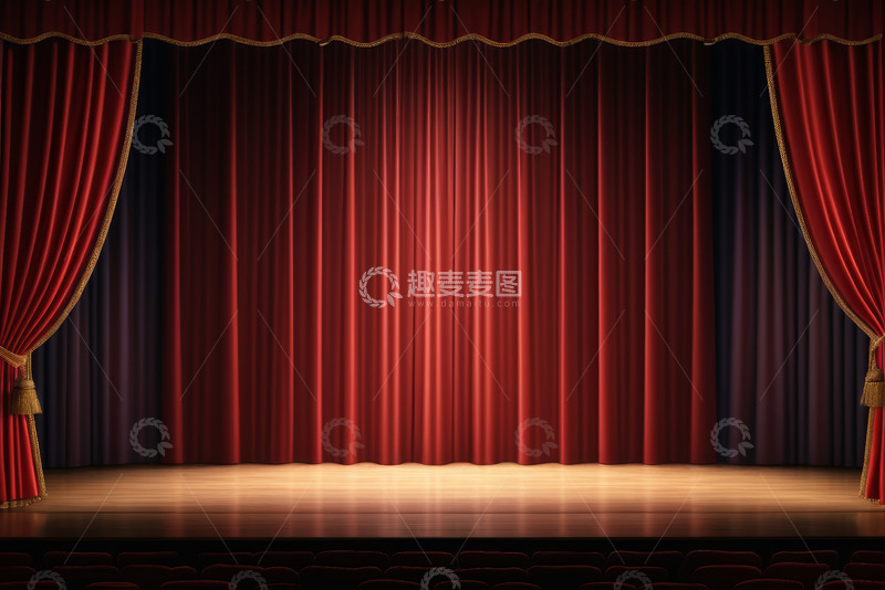 高清大图下载【趣麦麦图】舞台红色幕布场景